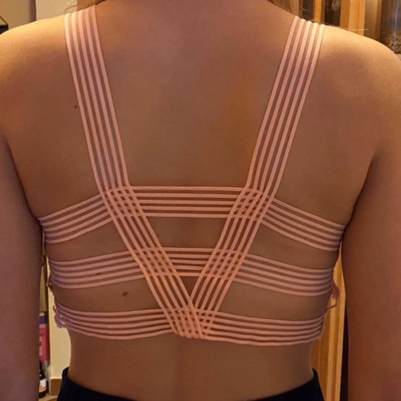 PEACHY PINK GUIPURE LACE CROCHET LONGLINE BRALETTE - Picture 8 of 15